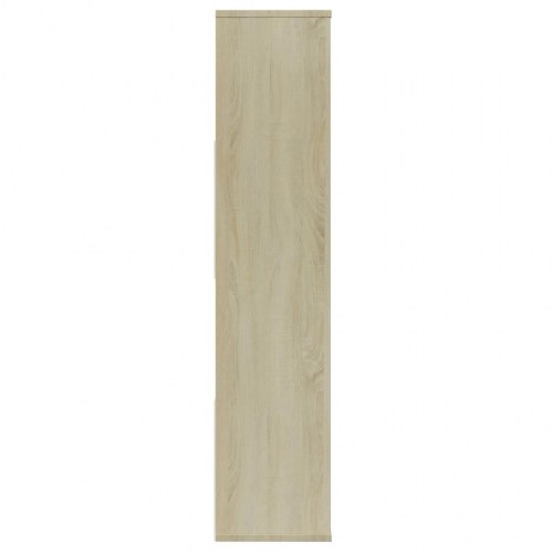 Rumdeler/bogreol 110x24x110cm konstrueret træ hvid og sonoma-eg