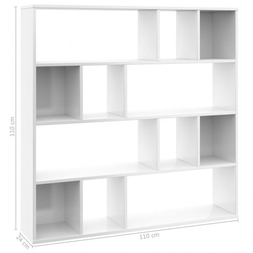 Rumdeler/bogreol 110x24x110 cm konstrueret træ sort højglans