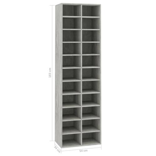 Skoskab 54x34x183 cm konstrueret træ betongrå