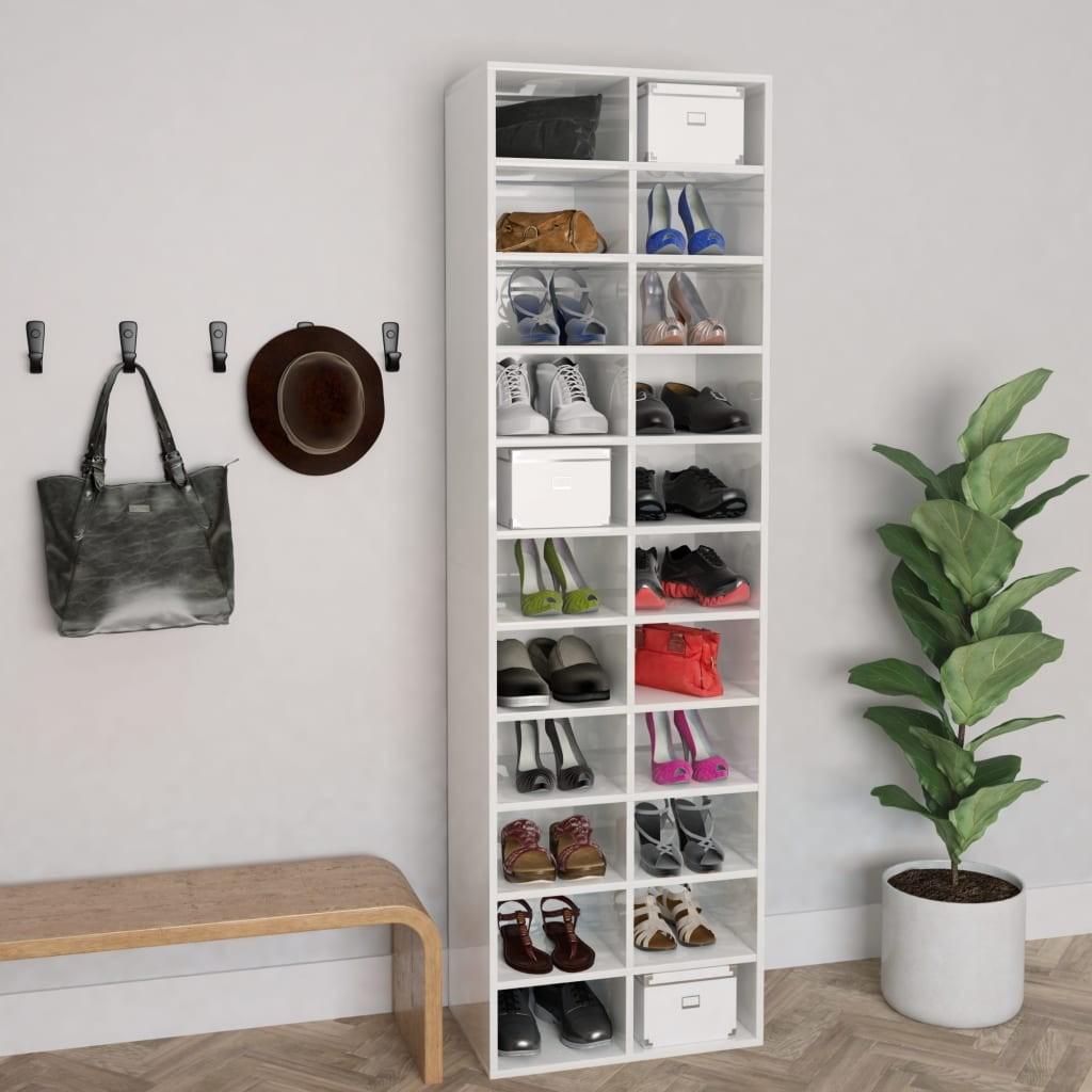 Skoreol 54 x 34 x 183 cm spånplade hvid højglans