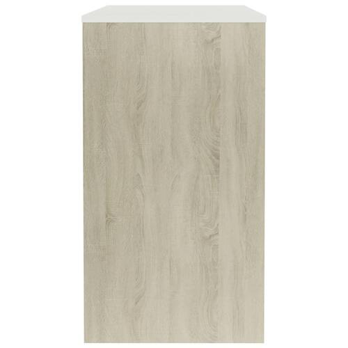Skrivebord 90x40x72 cm konstrueret træ hvid og sonoma-eg