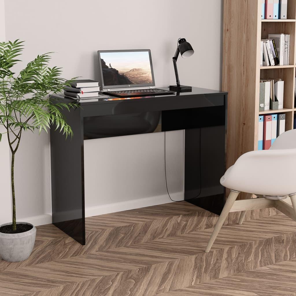 Skrivebord 90 x 40 x 72 cm spånplade sort højglans