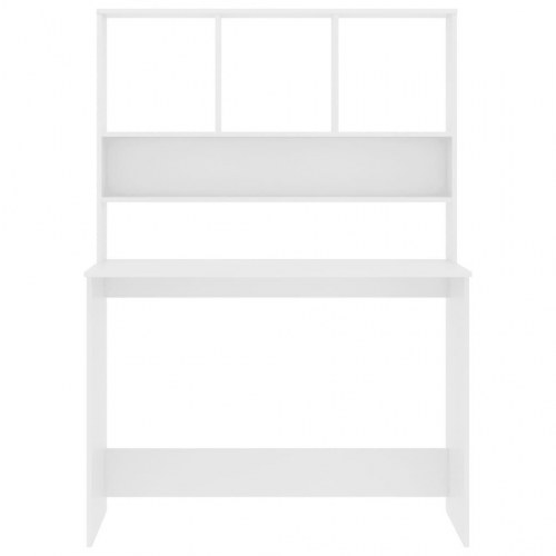 Skrivebord m. hylder 110x45x157 cm konstrueret træ hvid