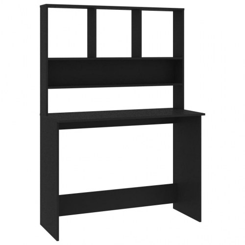 Skrivebord med hylder 110×45×157 cm - konstrueret træ, sort