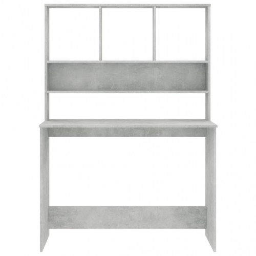 Skrivebord med hylder 110×45×157 cm - konstrueret træ, betongrå