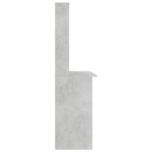 Skrivebord med hylder 110×45×157 cm - konstrueret træ, betongrå