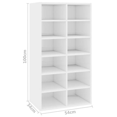 Skoreol 54x34x100,5 cm konstrueret træ hvid højglans