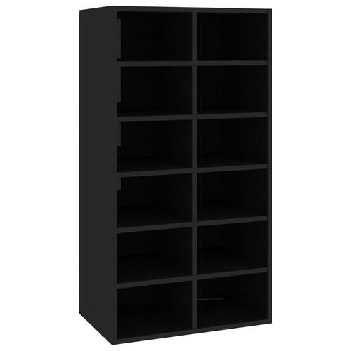 Skoreol 54x34x100,5 cm konstrueret træ sort højglans