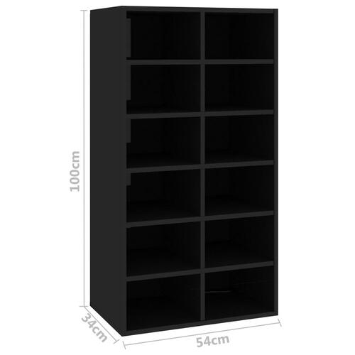 Skoreol 54x34x100,5 cm konstrueret træ sort højglans