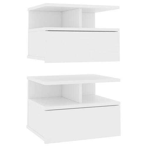 Svævende natborde 2 stk. 40 x 31 x 27 cm konstrueret træ hvid