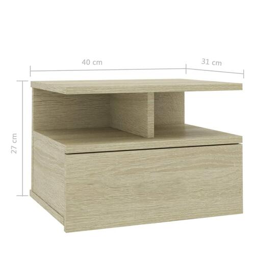 Svævende natborde 2 stk. 40 x 31 x 27 cm konstrueret træ sonoma
