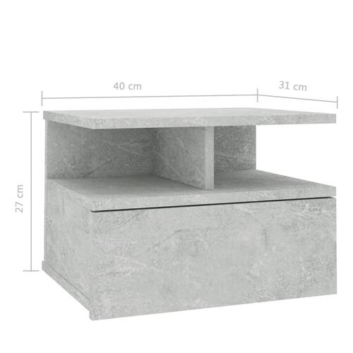 Svævende natborde 2 stk. 40 x 31 x 27 cm konstrueret træ grå