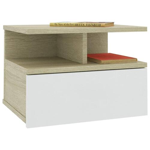 Svævende natborde 2 stk. 40x31x27 cm konstrueret træ hvid