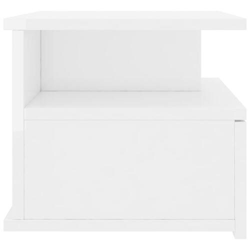 Svævende natbord 40 x 31 x 27 cm konstrueret træ hvid højglans