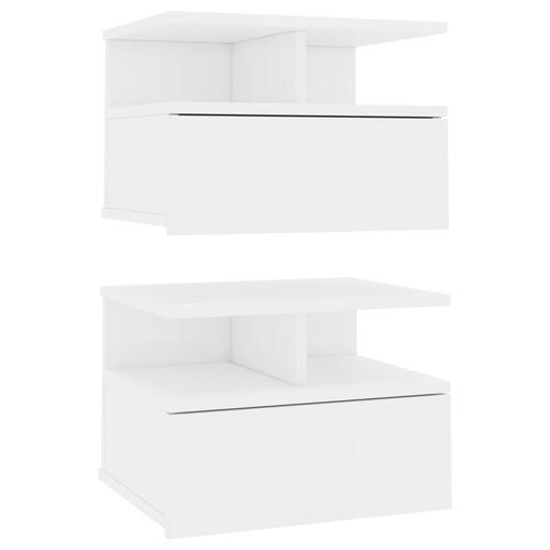 Svævende natborde 2 stk. 40x31x27 cm konstrueret træ hvid