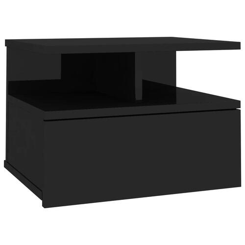 Væghængt natbord 40x31x27 cm konstrueret træ sort højglans