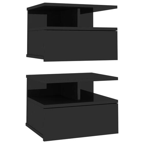 Svævende natborde 2 stk. 40x31x27 cm konstrueret træ sort