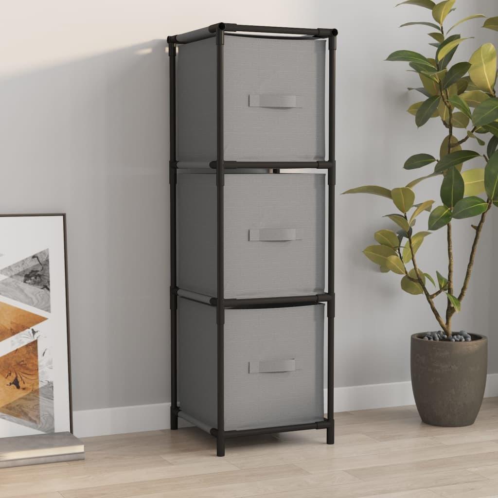 Opbevaringsskab med 3 stofkurve 34x34x101 cm stål grå