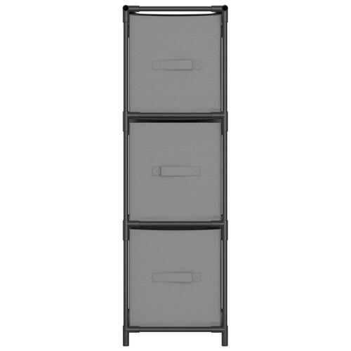 Opbevaringsskab med 3 stofkurve 34x34x101 cm stål grå