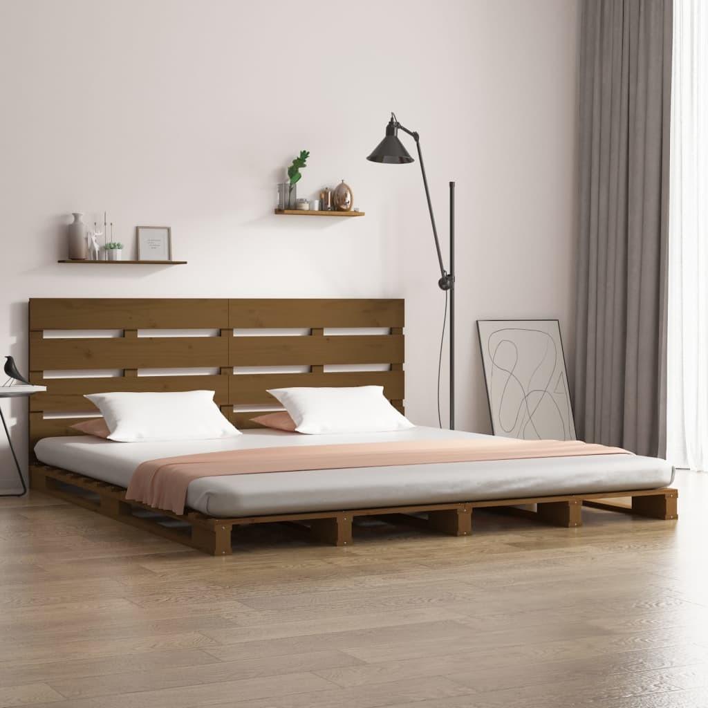 Sengeramme 150x200 cm kingsize massivt fyrretræ gyldenbrun