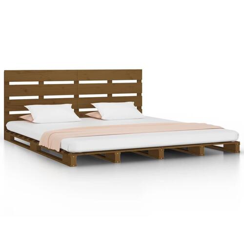 Sengeramme 150x200 cm kingsize massivt fyrretræ gyldenbrun