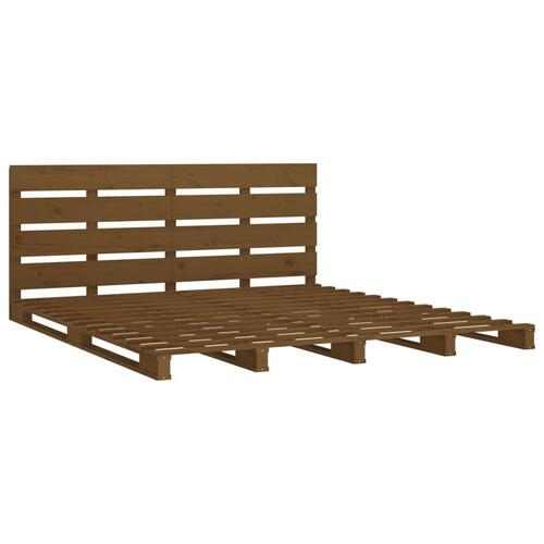 Sengeramme 150x200 cm kingsize massivt fyrretræ gyldenbrun