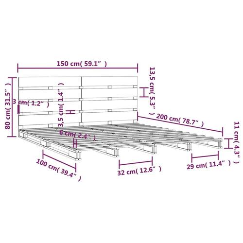 Sengeramme 150x200 cm kingsize massivt fyrretræ gyldenbrun