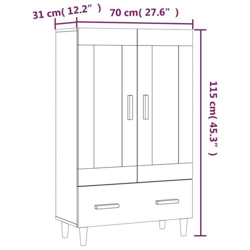 Skab 70x31x115 cm konstrueret træ hvid