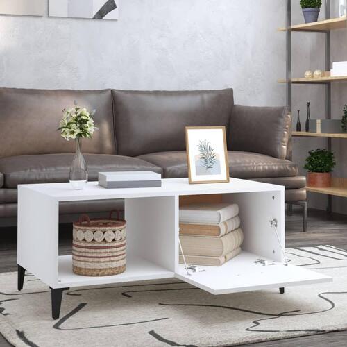 Sofabord 90x50x40 cm konstrueret træ hvid