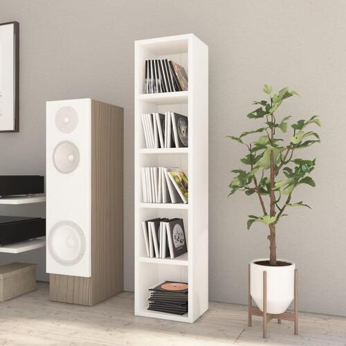CD-reol 21 x 16 x 93,5 cm spånplade hvid højglans