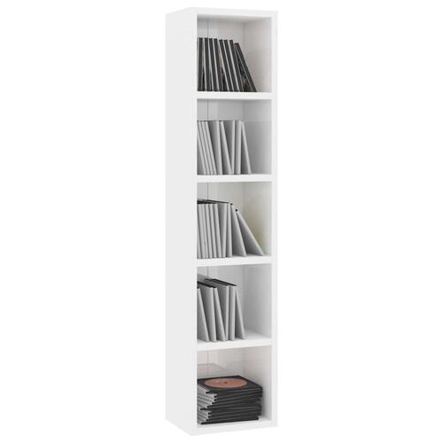 CD-reol 21 x 16 x 93,5 cm spånplade hvid højglans
