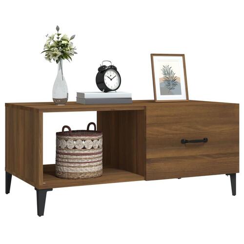 Sofabord 90x50x40 cm konstrueret træ brun egetræsfarve