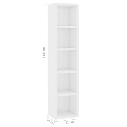 CD-reol 21 x 16 x 93,5 cm spånplade hvid højglans