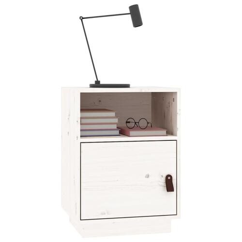 Sengebord 40x34x55 cm massivt fyrretræ hvid