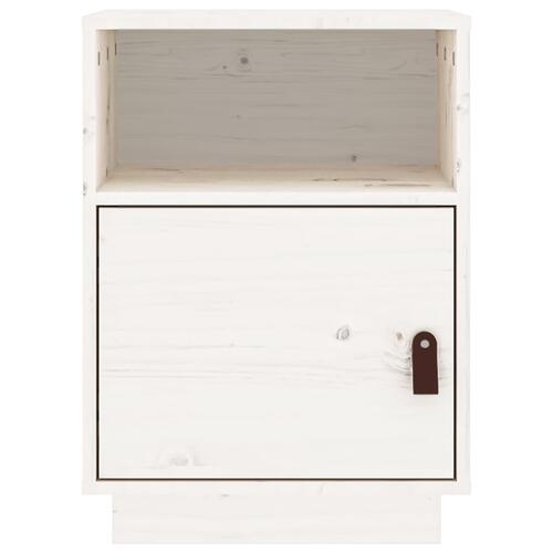 Sengebord 40x34x55 cm massivt fyrretræ hvid