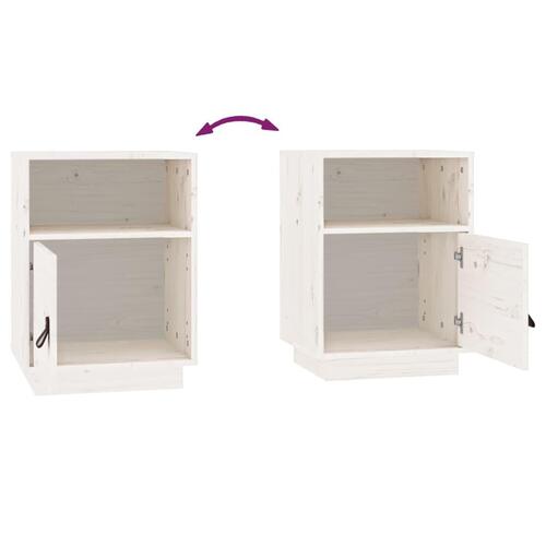 Sengebord 40x34x55 cm massivt fyrretræ hvid