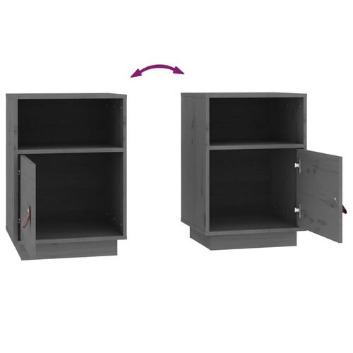 Sengeborde 2 stk. 40x34x55 cm massivt fyrretræ grå