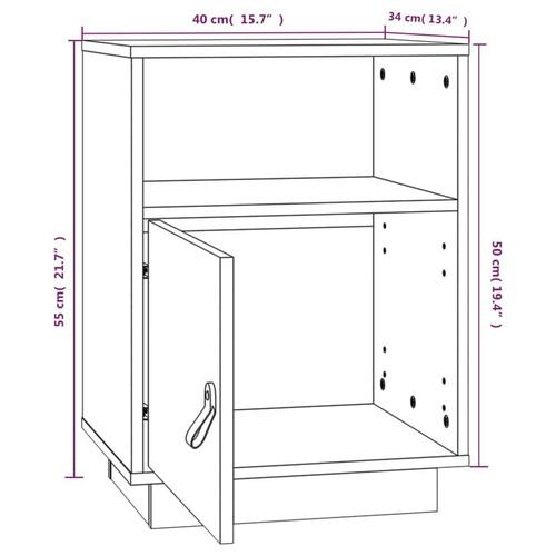 Sengeborde 2 stk. 40x34x55 cm massivt fyrretræ grå
