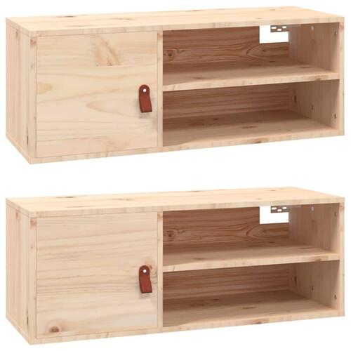 Vægskabe 2 stk. 80x30x30 cm massivt fyrretræ