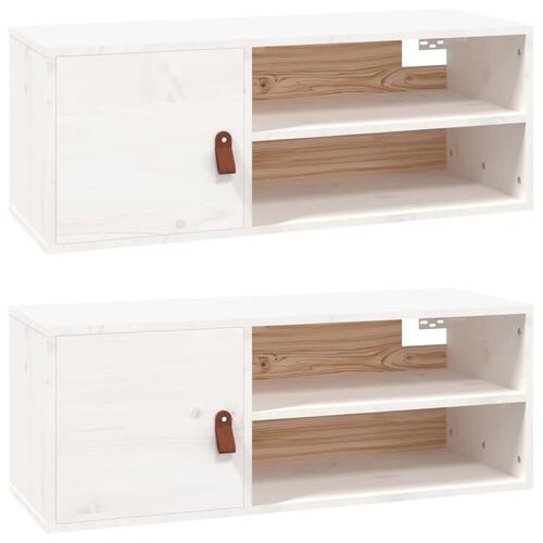Vægskabe 2 stk. 80x30x30 cm massivt fyrretræ hvid