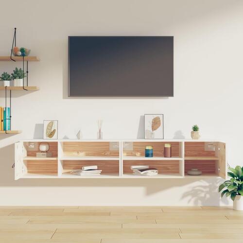 Vægskabe 2 stk. 80x30x30 cm massivt fyrretræ hvid