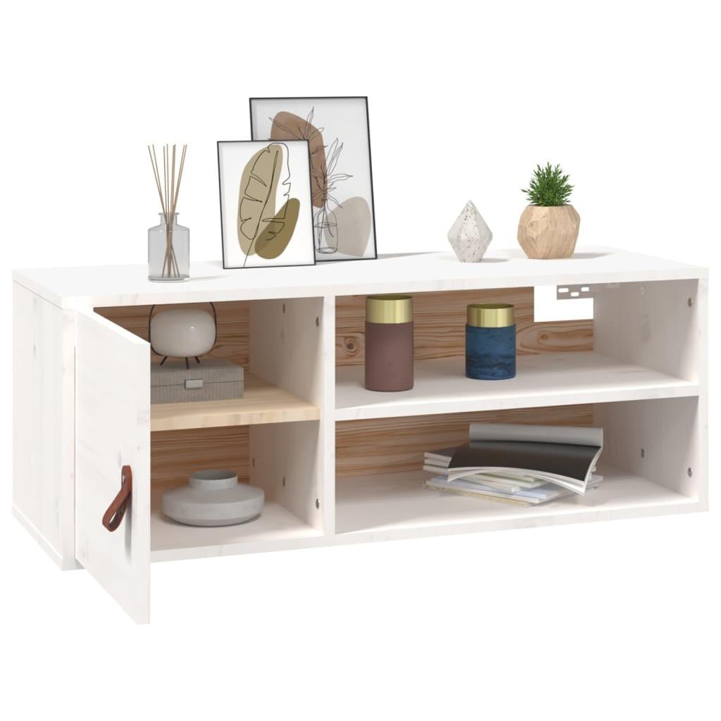 Vægskabe 2 stk. 80x30x30 cm massivt fyrretræ hvid
