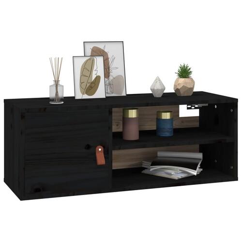 Vægskabe 2 stk. 80x30x30 cm massivt fyrretræ sort