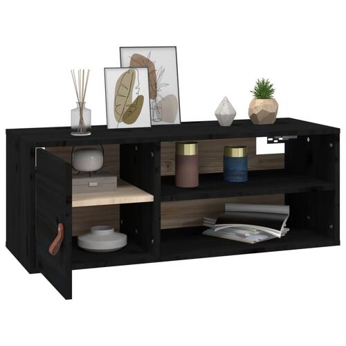 Vægskabe 2 stk. 80x30x30 cm massivt fyrretræ sort