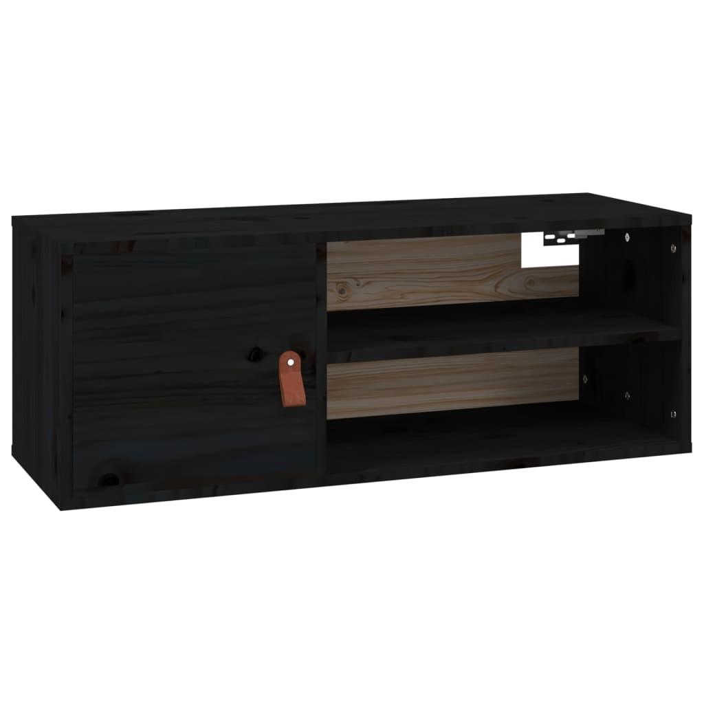 Vægskabe 2 stk. 80x30x30 cm massivt fyrretræ sort