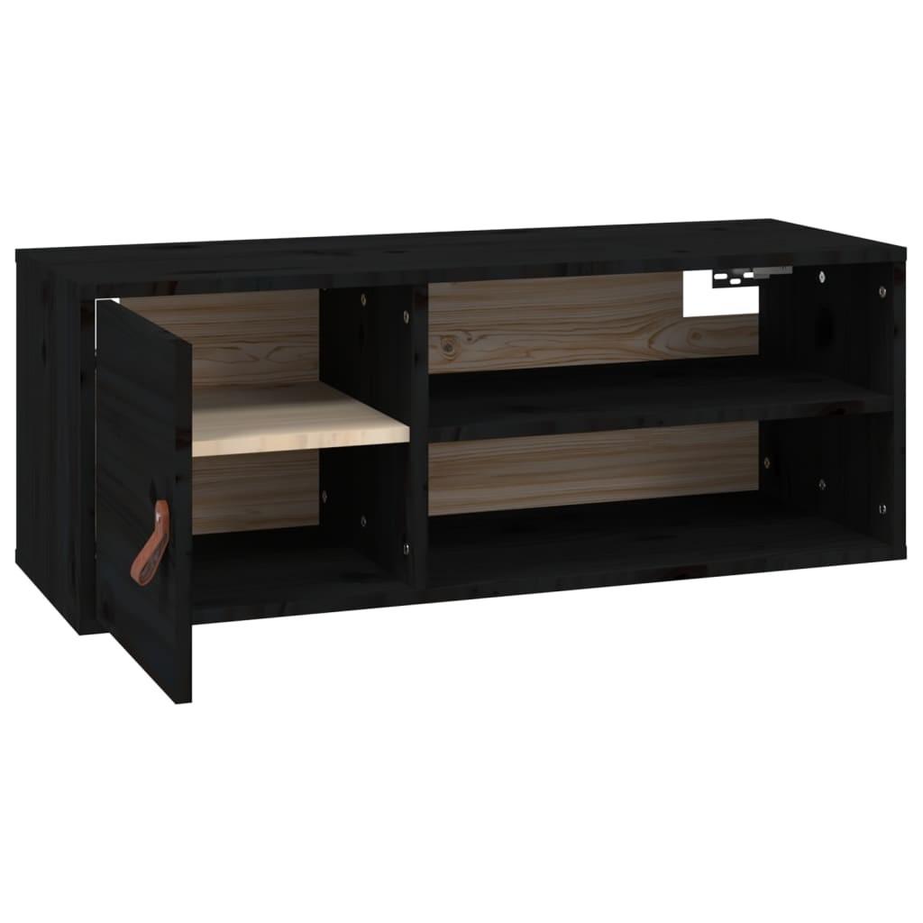 Vægskabe 2 stk. 80x30x30 cm massivt fyrretræ sort