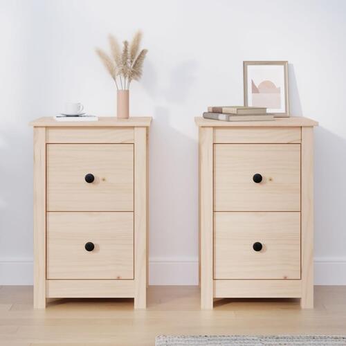 Sengeborde 2 stk. 40x35x61,5 cm massivt fyrretræ