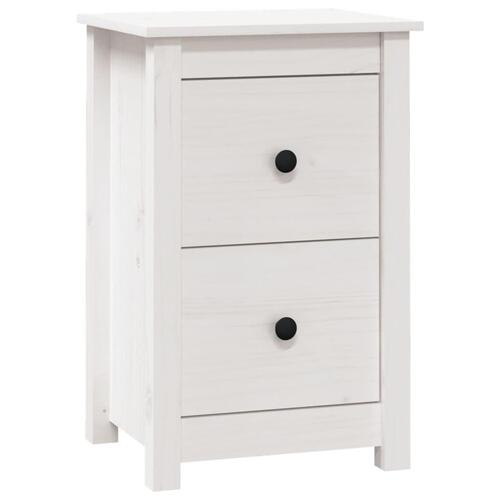 Sengebord 40x35x61,5 cm massivt fyrretræ hvid