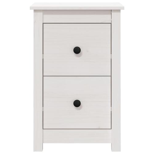 Sengebord 40x35x61,5 cm massivt fyrretræ hvid