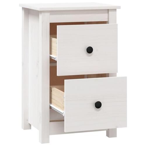 Sengebord 40x35x61,5 cm massivt fyrretræ hvid